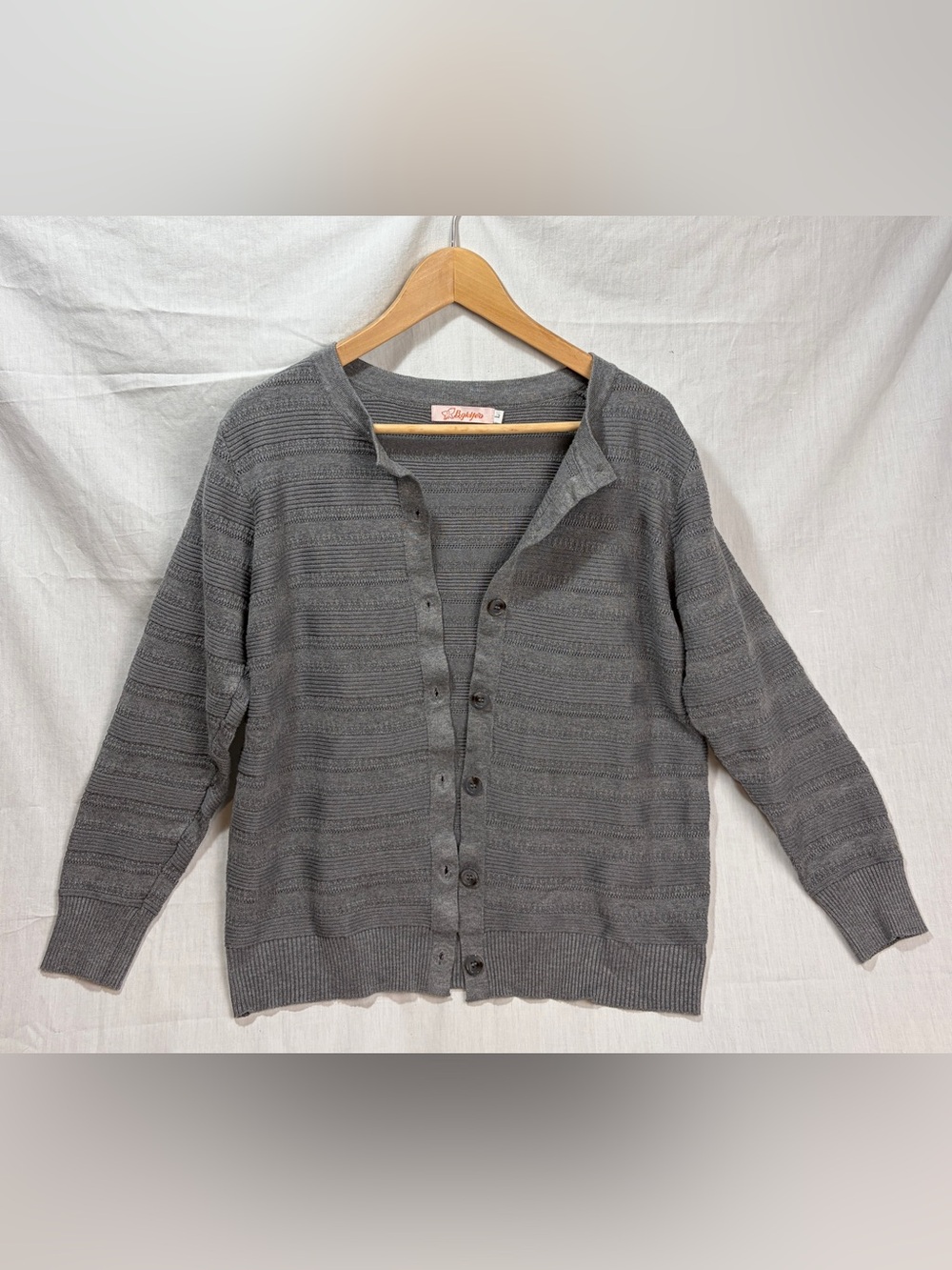 Bgklfeo women’s grey lightweight knit crewneck button down long sleeve cardigan
